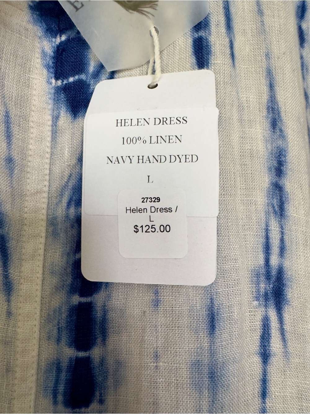 Blue Hand-Dyed Tie Dye Shibori Linen Maxi Dress - Sleeveless - Picture 4 of 11